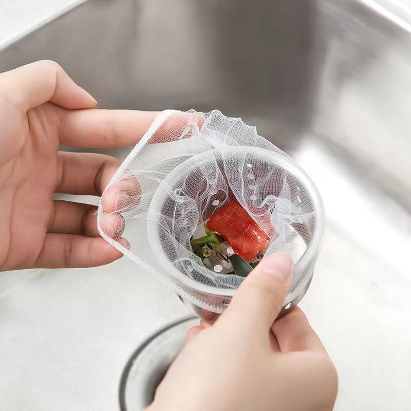 100 bolsas de malla para filtro de fregadero de cocina desechables para recoger restos de comida - Plástico duradero, fácil de usar para un eficiente desecho de residuos, ideal para verduras y frutas, desecho de residuos de cocina | Bolsas de plástico du