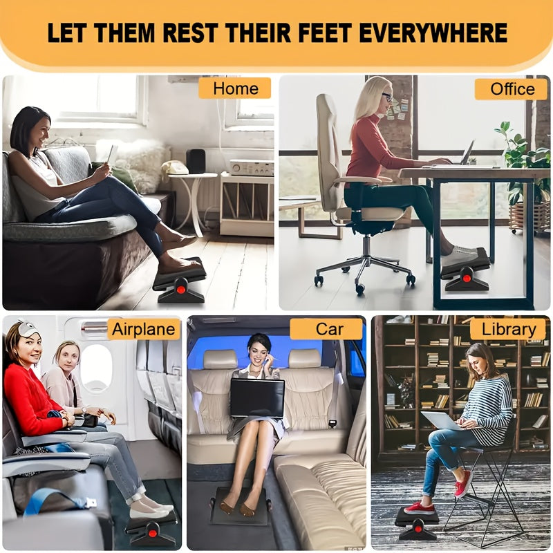 Taburete de pie ajustable para oficina, reposapiés ergonómico de 3 niveles bajo el escritorio, asistente de lugar de trabajo moderno, no eléctrico, material de plástico duradero, negro