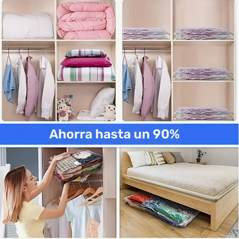 Juego de 11 bolsas de almacenamiento al vacío con bomba manual rosa, especial para guardar ropa de invierno, bolsas plásticas rectangulares multifuncionales con cierre de cremallera, ideales para viajes, campamentos, mudanzas y organización del hogar o c