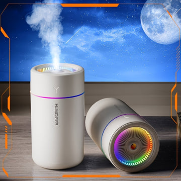 1pc Humidificador de AromaWave con Niebla Fría Alimentado por USB con Luces LED - Plástico, Bajo Voltaje 36V, Difusor Portátil de Aromaterapia para el Hogar, la Oficina y el Dormitorio