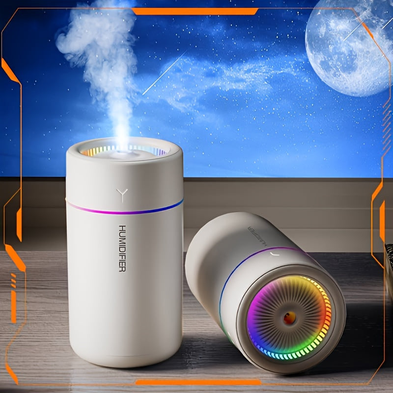 1pc Humidificador de AromaWave con Niebla Fría Alimentado por USB con Luces LED - Plástico, Bajo Voltaje 36V, Difusor Portátil de Aromaterapia para el Hogar, la Oficina y el Dormitorio