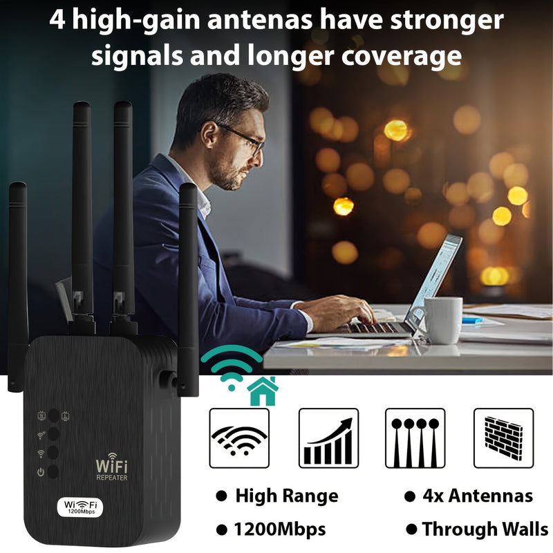 Repetidor de Wi-Fi, Extensor de Wi-Fi, Fortalecimiento de la Fuerza del Señal 2.4G, Amplia Cobertura, Superación de Limitaciones Espaciales, Configuración de Un Solo Click, Cobertura Integral, Rotación Flexible de la Antena, Intensidad de Señal Ajustable