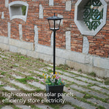 132.08 cm Farola Solar con Macetero, Lámpara de Calle Solar para Jardín, Senderos, Césped y Entrada Exterior (Cálido)