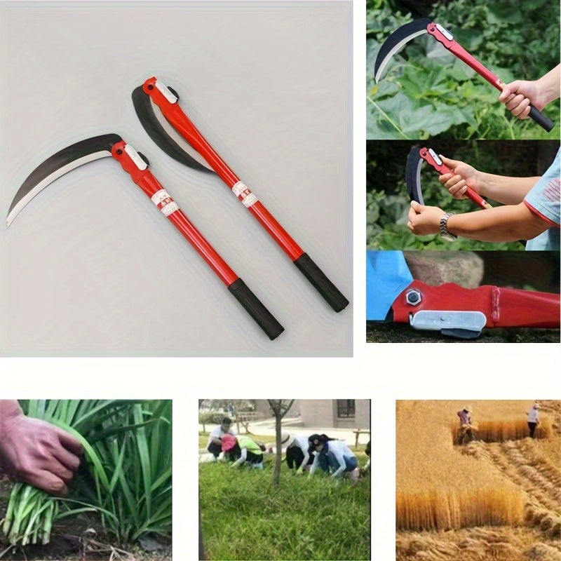1 pieza de segadora plegable de acero al carbono duradera - Herramienta de poda portátil para jardín con mango de agarre cómodo y hebilla de seguridad, no necesita batería para césped, cuidado de hierba - Esencial para el mantenimiento del jardín, herram