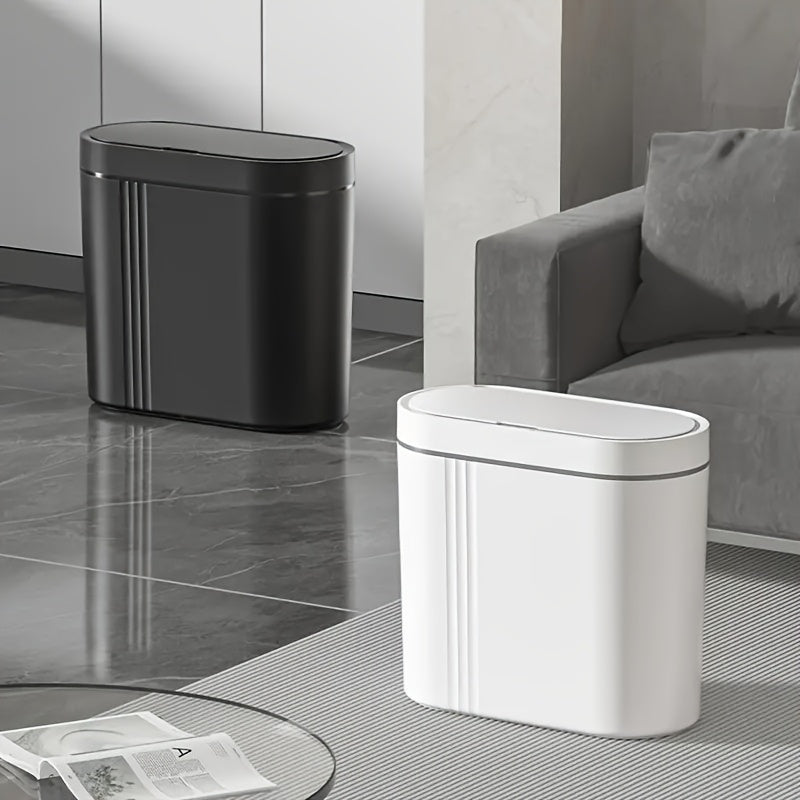 Basurero Inteligente EANE con Tapa - Sensor Sin Contacto, Funciona con Batería (36V), Diseño Moderno y Compacto para Cocina, Baño o Sala, Material PP Duradero, y Blanco, Eliminación de Residuos