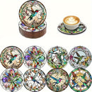 8 Piezas de Posavasos con Patrón de Vidrio Manchado de Colibrí, Antideslizantes y Resistentes al Calor para Protección de Mesas, Ideales para Tazas, Cafés, Oficinas, Cocinas, Restaurantes, Decoración o Coleccionismo Personal