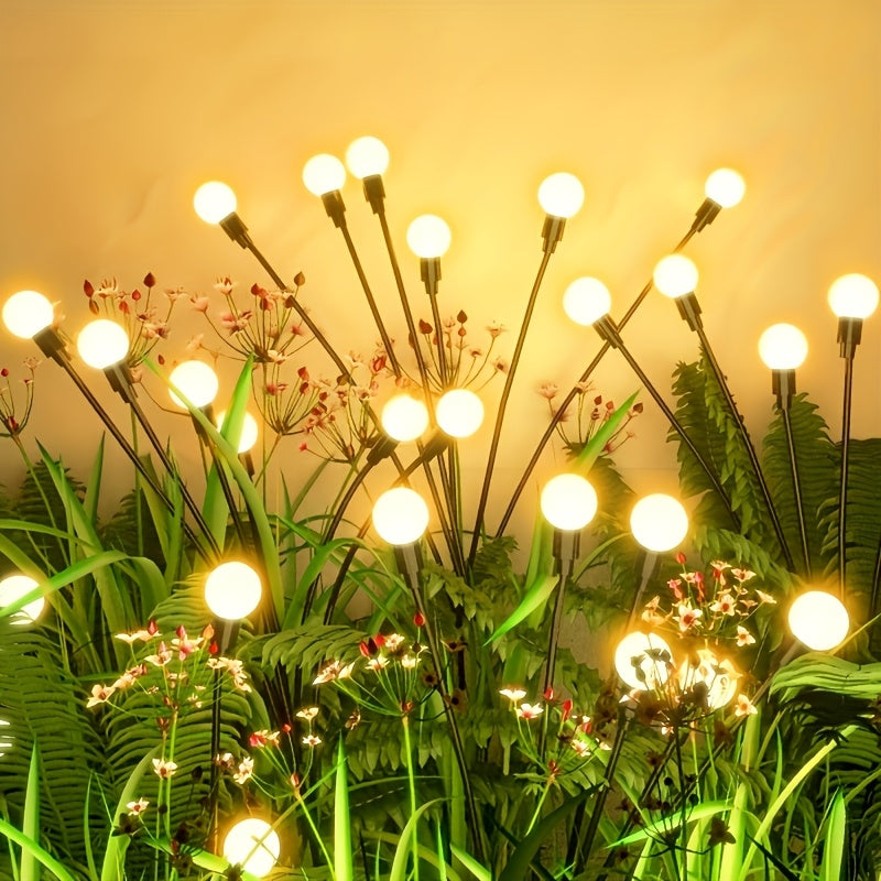 Luz de césped de luciérnaga solar de 6 cabezas - Decoración de jardín al aire libre con energía solar, luces brillantes amarillas, perfectas para regalos de Navidad, Halloween, Acción de Gracias y Pascua, decoraciones al aire libre con energía solar