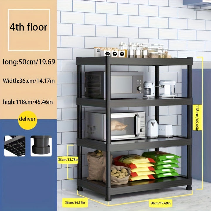 Estantería de Cocina 3/4/5 Niveles, Organizador para Microondas y Horno, Estante Multifuncional de Plástico Reforzado, Almacenamiento para Balcón o Hogar