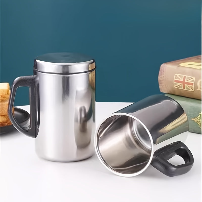 1pc Taza de Viaje Aislada de Acero Inoxidable de Doble Capa con Tapa - Sin Malla, Mantiene las Bebidas Calientes o Frías, Ideal para Camping en RV, Oficina y Regalos