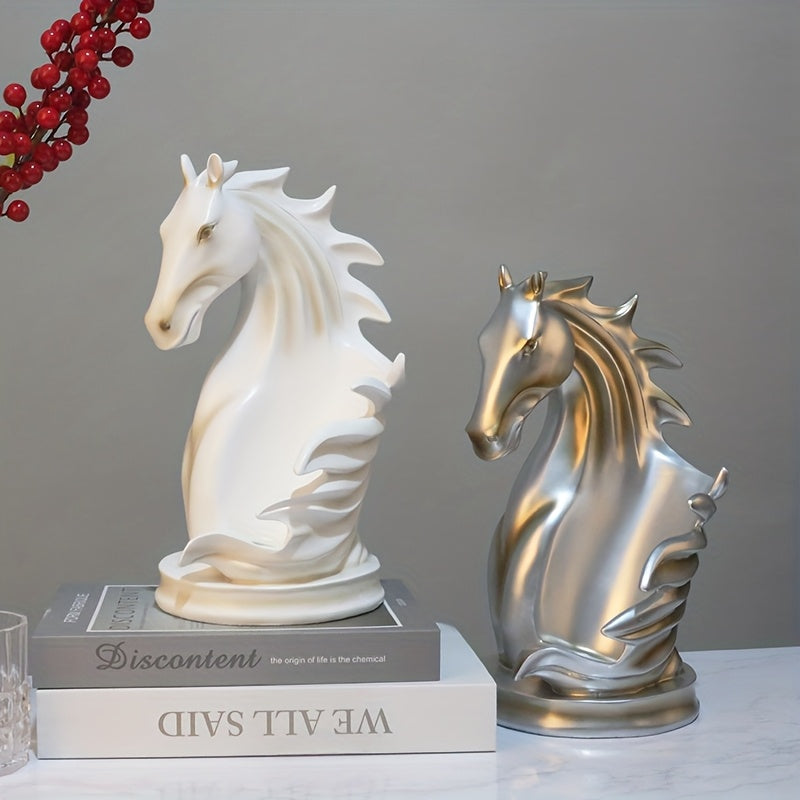 Soporte Elegante para Botellas de Vino con Cabeza de Caballo - Construcción Robusta en Resina, Decoración Espaciosa para Sala, Comedor o Bar - Centro Moderno y Creativo, Artesanía Detallada