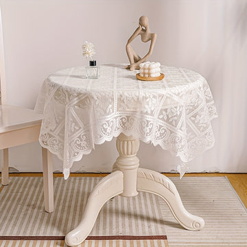 Mantel elegante de encaje floral - Poliéster, rectangular, lavable a máquina, para decoración de cocina y comedor