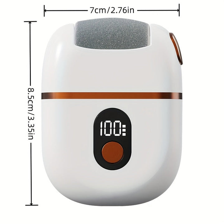 Masajeador eléctrico de pies recargable con pantalla digital - Incluye 3 cabezas de repuesto, carga USB, diseño portátil para un cuidado suave de los pies y pedicura.