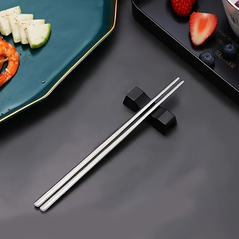 Palillos Elegantes de Acero Inoxidable 304 - Ligeros, Duraderos y con Agarre Antideslizante - Fáciles de Limpiar, Perfectos para Fideos, Sushi y Más - Ideales para Uso en Casa, Restaurante, Hotel