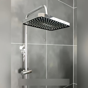 1 pieza, cabeza de ducha de pared de gran tamaño de alta presión - Diseño moderno de plástico negro, 304X118mm, cubrimiento completo del cuerpo con flujo de agua uniforme, fácil de instalar para el baño del hogar, soporte de cabeza de ducha, accesorios d