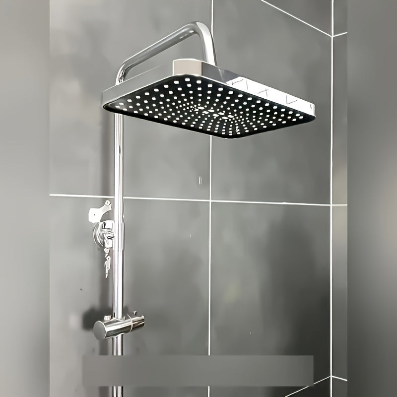 1 pieza, cabeza de ducha de pared de gran tamaño de alta presión - Diseño moderno de plástico negro, 304X118mm, cubrimiento completo del cuerpo con flujo de agua uniforme, fácil de instalar para el baño del hogar, soporte de cabeza de ducha, accesorios d