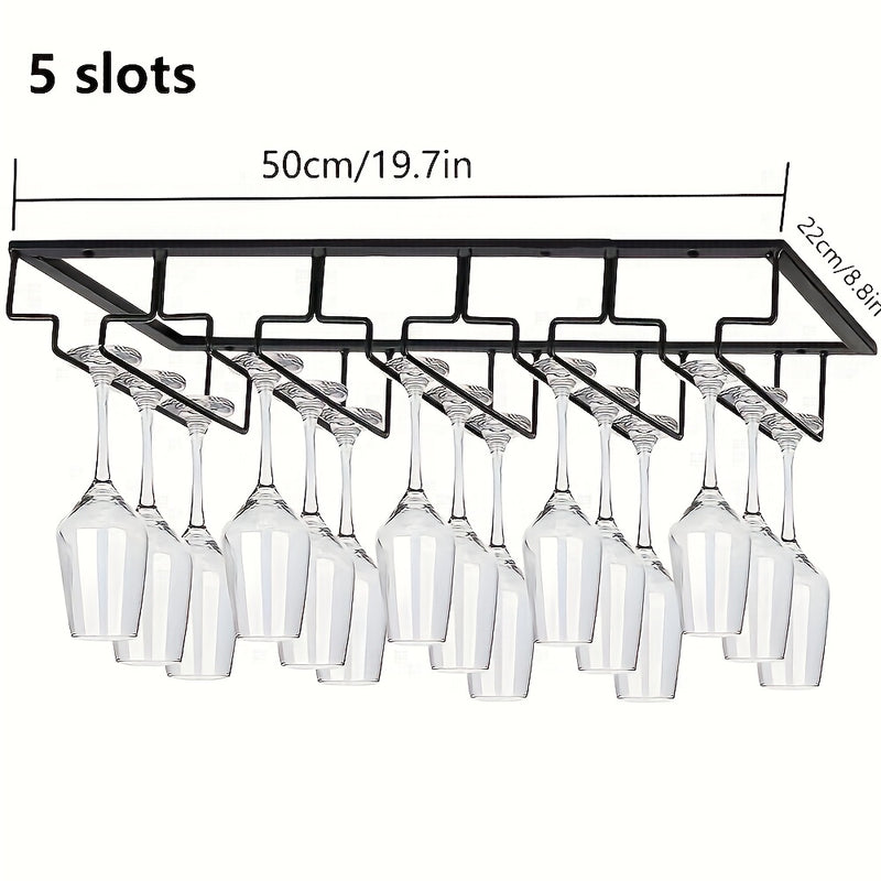 Soporte colgante para copas de vino, estante para copas debajo del mueble, estante de almacenamiento de hierro metálico, soporte para clasificación de copas, accesorios adecuados para bar, comedor, armario, cocina y organización