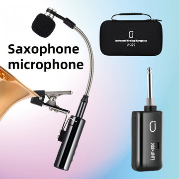 Artículo de Venta Caliente 2025: Micrófono sin varillas UHF para Saxofón, Microfono Clip-On para Instrumentos de Madera y Trompeta, Sistema Transmisor y Receptor Recargable con Distancia de Transmisión hasta 48.77 metros, Apto para Trompeta, Trompa Franc