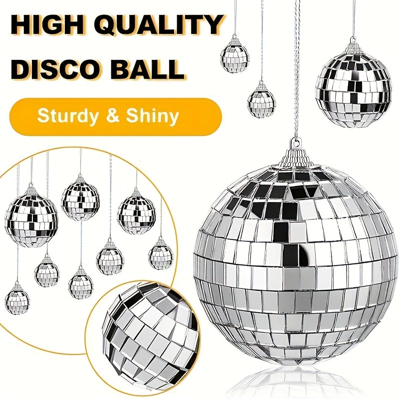 6 piezas de decoración colgante de bolas de disco de espejo | Adecuado para clubes, escenarios y fiestas de los 70. Bolas de disco plateadas - Decoración de verano para el Día del Padre.