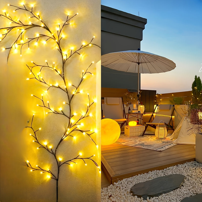 Luces Navideñas Solares de 1 pieza, Luces Flexibles de Vid Suelta para Halloween, Luz de Árbol de Abedul Blanco, Decoración de Árbol de Ratán de 8 Módulos, Luz Exterior para Jardín Hogar Sala de Estar Camping, Fiesta Cumpleaños Ramadán Tira de Luz Extern