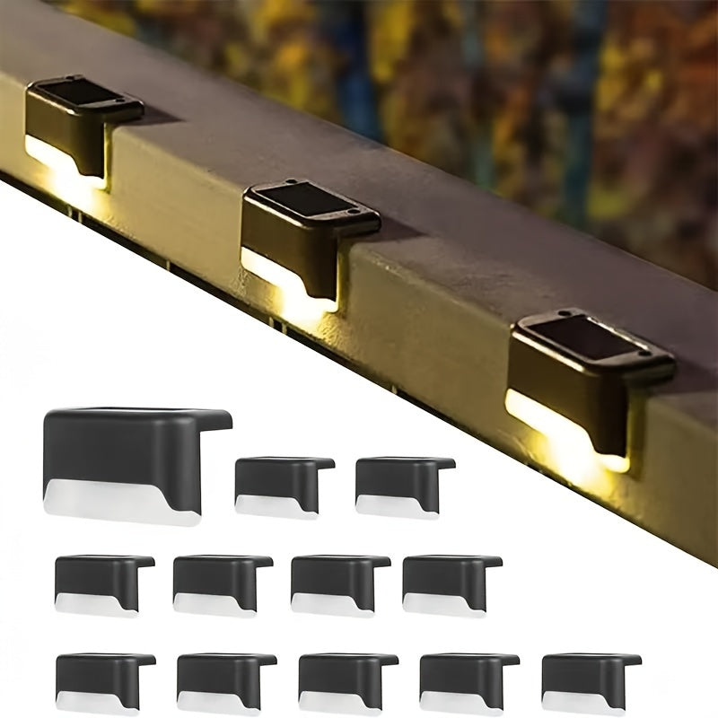 10pcs Luces Solares LED para Terraza - Blanco Cálido, Perfectas para Escalones Exteriores, Caminos de Jardín y Vallas de Patio