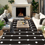 Alfombra Seven Stars de Poliéster Lavable a Máquina - Bajo Pelo para Interior/Exterior con Rayas, Cuadros y Diseños Sólidos, Base Antideslizante, Tamaños Grandes hasta 2.16m² para Patio, Jardín, Sala o Dormitorio