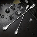 1pc Cuchara de Acero Inoxidable de Doble Cabeza y Mango Largo para Mezclar, Palo para Cócteles