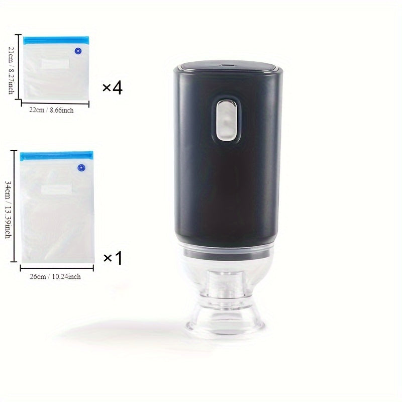 Bomba de Vacío Portátil USB con 5 Bolsas de Vacío Reutilizables