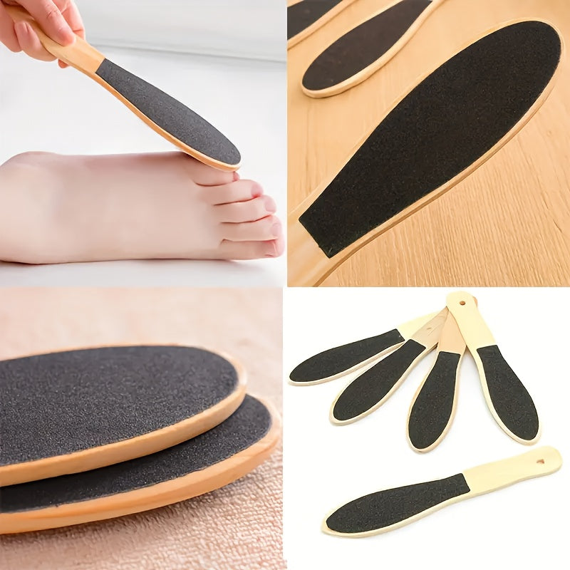 Piedra pómez con mango de madera, agente de eliminación de heridas, piedra pómez y raspador de talón de doble cara para eliminar la luz muerta beige, herramientas de cuidado de pies para uso en casa y salón.