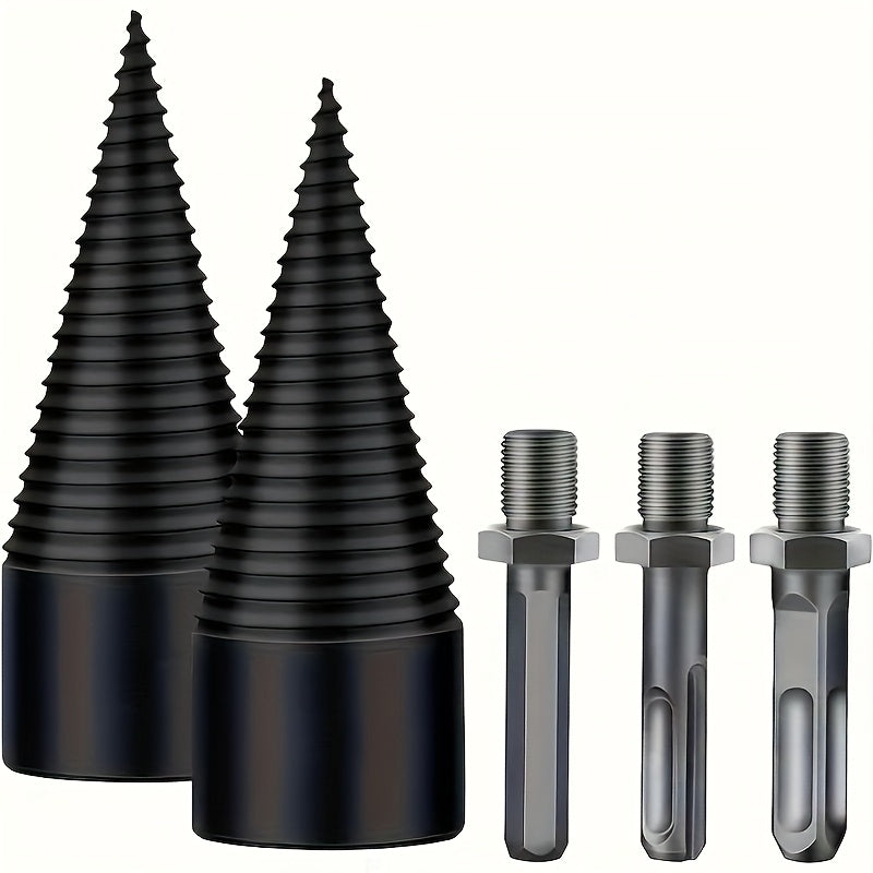 Juego de 4 piezas, herramienta de corte de madera fácil de dividir con accesorio de broca - 32 mm, mango redondo/ cuadrado/ hexagonal, adecuado para poda de ramas y trabajo de jardín.