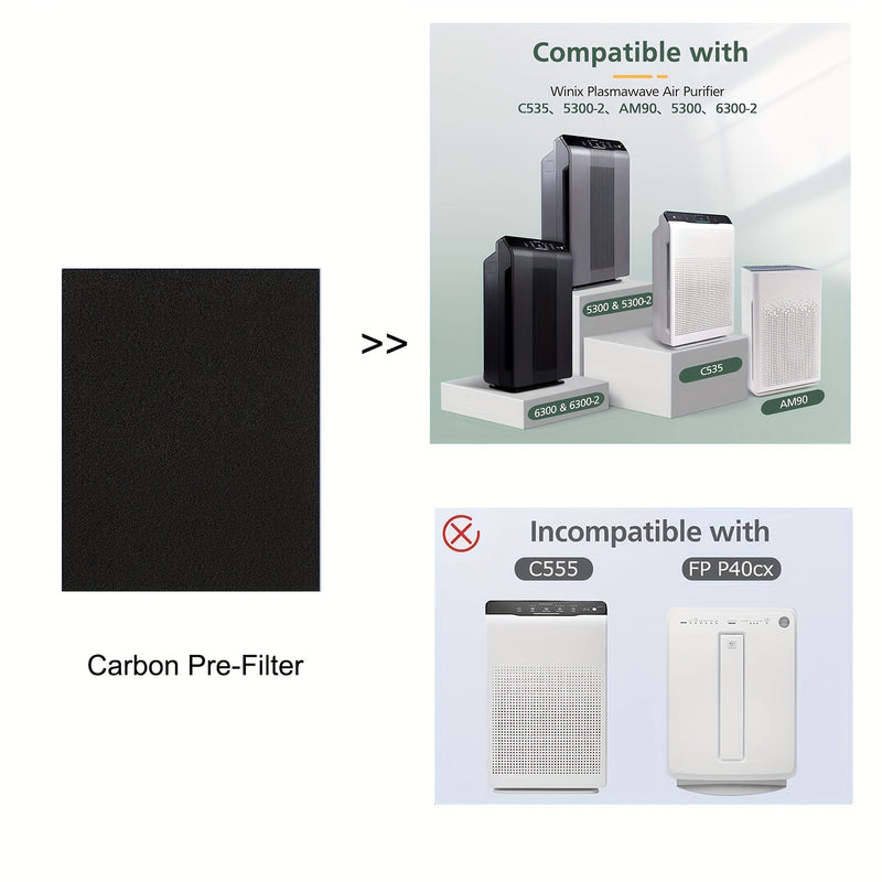 4pcs Pre-filtros de Carbón Activado para Purificadores de Aire Winix - Control de Olores, Compatibles con los Modelos AM90, C535, 5300-2