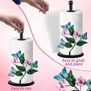 Porta Pañuelos de Metal con Diseño Floral y Mariposas - Dispensador Decorativo para Cocina, Baño o Sala con Base Resistente