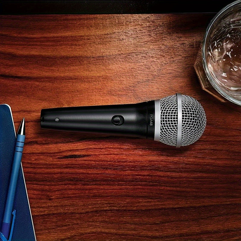 Micrófono de mano profesional G-MARK PGA48 con captación en forma de corazón, grabación USB y micrófono para actuaciones en vivo para karaoke, canto, iglesia, escuela y sesiones de conferencia - Diseño de enchufe, negro
