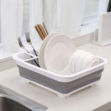 Estante Plegable Versátil para Platos con Tabla de Escurre - Material PP Duradero, Perfecto para RVs, Camping y Barcos - Organizador de Cocina Portátil para Platos y Verduras
