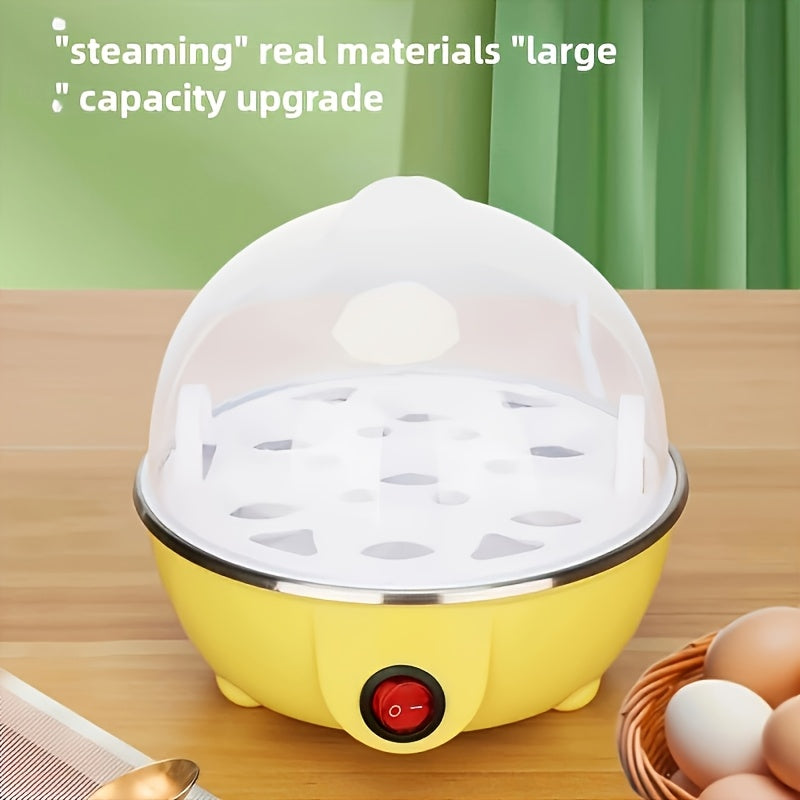 Cocedor de Huevos Eléctrico Compacto VIVIDAY con Tapa Transparente - Mini Maquinilla de Desayuno Portátil, 110V, Material PP, Diseño Amarillo y Blanco, Enchufe Estadounidense, Ideal para la Nutrición en Cocina Doméstica, VIVIDAY