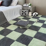 Conjunto de 24 alfombras geométricas de felpa, alfombra de suelo cuadrada de pelo bajo, poliéster lavable y EVA, hecha a máquina, alfombra de dormitorio interior para sala de estar, apta para mascotas, decoración temática navideña