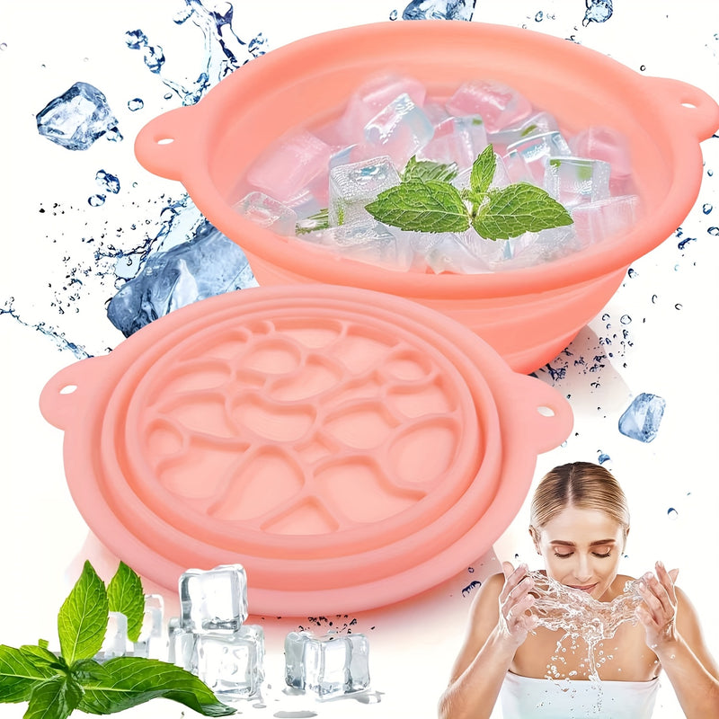 Baño de Hielo Portátil Plegable con Rejilla Desmontable y Borde Ergonómico a 30° - Taza Compacta para Relajación, Ideal para Viajes, Camping y Hogar, Fácil de Limpiar, Perfecto para Rostros en Movimiento