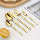 30 piezas de cubertería de acero inoxidable que incluye cuchillo de cena, tenedor, cuchara, tenedor de postre, cuchara de postre y cuchara de café para uso en el hogar y en restaurantes.