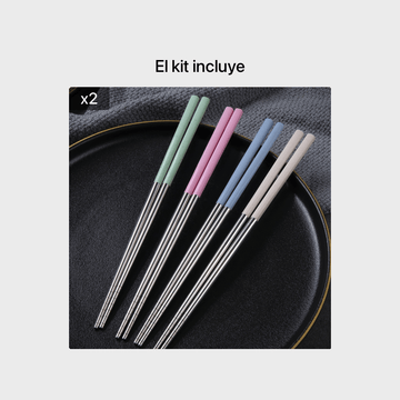 4 pares de palillos de acero inoxidable, palillos antideslizantes reutilizables, aptos para lavavajillas, regalo