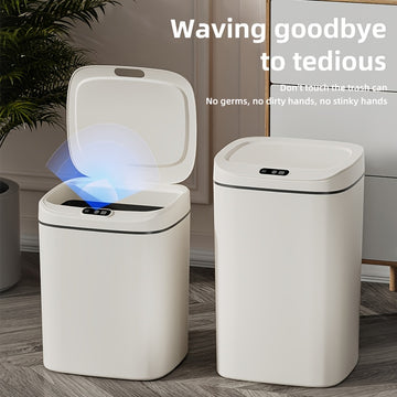 Basurero Inteligente con Cierre Silencioso - A Prueba de Olores, Varias Capacidad 12.0 L/14.01 L/16.01 L Adecuado para Cocina, Baño, Sala de Estar, Oficina - Alimentación por Pilas AA, Calificación Alta: IPX-5