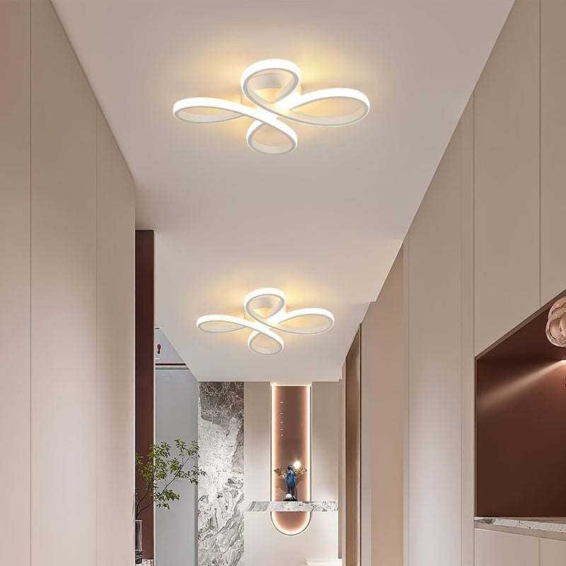 1 pieza de lámpara de techo moderna con mariposa negra/blanca - Brillo ajustable 3000K/4000K/6000K, acabado metálico mate con montaje semi-inclinado, iluminación decorativa ligera para sala de estar, dormitorio, pasillo, estudio, luces de techo para el h