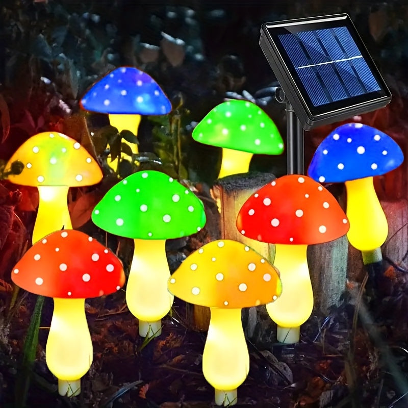 8 luces solares para jardín en forma de hongo, 8 modos de iluminación, IP44, luces de montón de hongos de plástico, para patio, jardín, camino, cementerio, Navidad, Acción de Gracias, regalo de Año Nuevo, luces de cuerda para exteriores, decora tu jardín