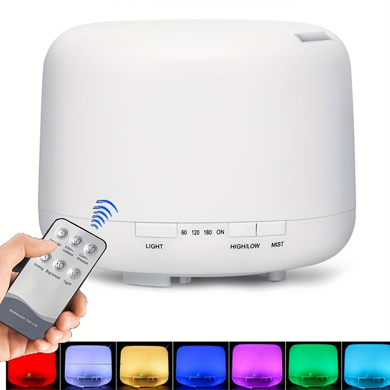 1 Pieza, Humidificador De Aire Difusor De Aceite Esencial, Emisor De Aroma Para El Hogar, Con Lámpara Led Y Control Remoto, De 500 Ml/17,6 Oz