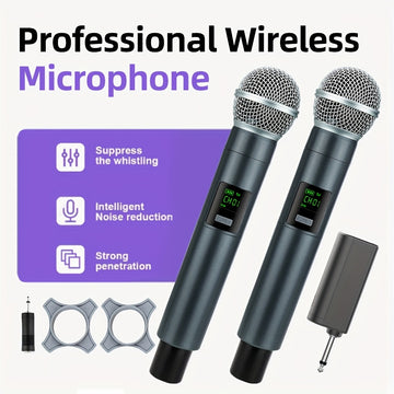 Micrófono sin varillas Dinámico Recargable para Canto de Karaoke, Bodas, DJ y Discursos con Anillo Antideslizante e Incluye Adaptador de 3.5mm