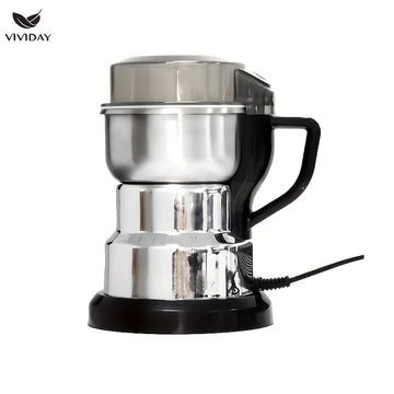 VIVIDAY Molinillo de café eléctrico - Ligero y portátil, operación de un solo botón, acero inoxidable, molienda rápida y fina para café, especias y granos, esencial para la cocina en casa, molinillo de café | electrodoméstico de cocina moderno | construc