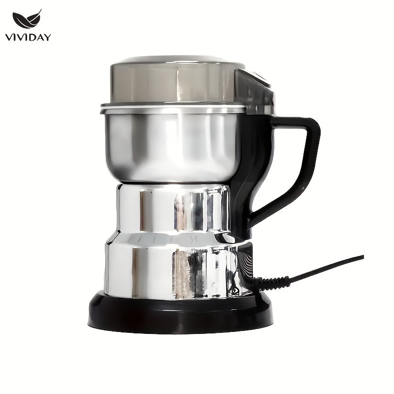 VIVIDAY Molinillo de café eléctrico - Ligero y portátil, operación de un solo botón, acero inoxidable, molienda rápida y fina para café, especias y granos, esencial para la cocina en casa, molinillo de café | electrodoméstico de cocina moderno | construc