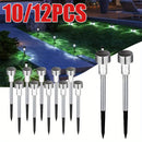 10/12 piezas de Luces Solares para Jardín Exterior, Luces Decorativas de Acero Inoxidable para Exteriores, Ideales para Decoración Festiva (Navidad, Halloween, Fiestas), Adecuadas para Iluminación Duradera en Bajos de Calle, Patios y Caminos