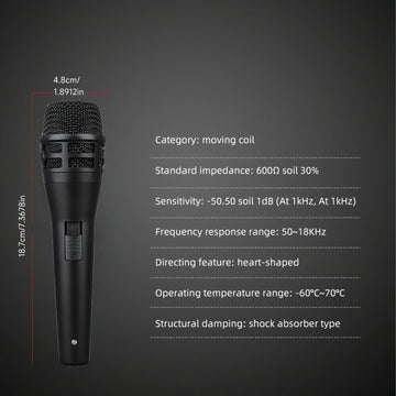 Microfono Dinámico KSM8 con Cable de Calidad Profesional Multifuncional para Karaoke, Presentaciones en Vivo y Grabación