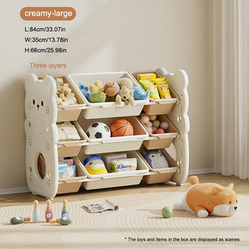 Armario de 3 Niveles con Múltiples Compartimentos para Juguetes, Libros y Ropa – Ideal para Dormitorio, Sala o Almacén