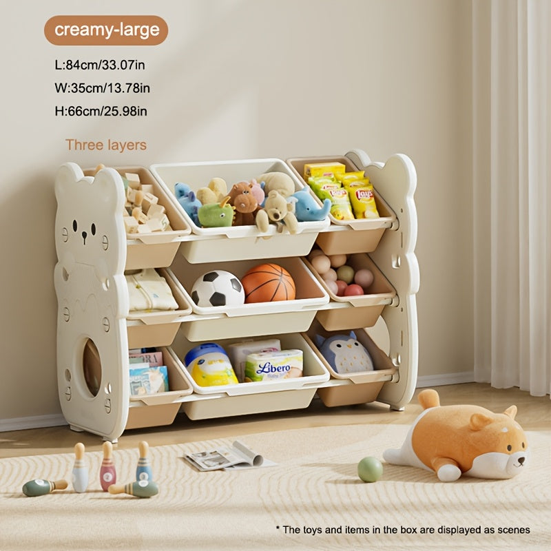 Armario de 3 Niveles con Múltiples Compartimentos para Juguetes, Libros y Ropa – Ideal para Dormitorio, Sala o Almacén