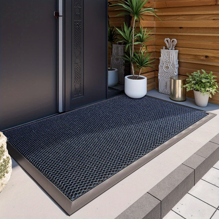 Entrada del hogar] Alfombra de entrada antideslizante de goma y poliéster resistente – Diseño de diamantes en negro y gris, alfombra absorbente de polvo para decoración del hogar, ideal para sala, dormitorio y entrada